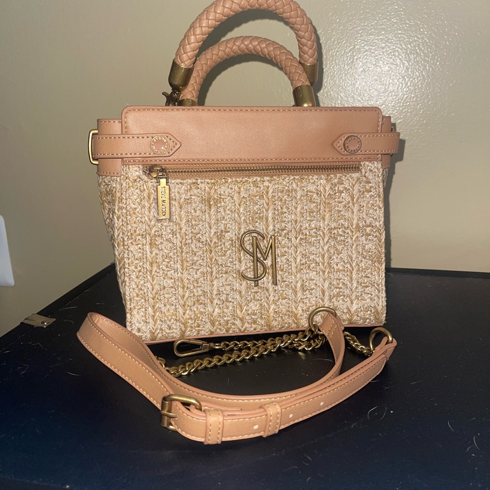Steve Madden Tan Satchel with Braided Handle